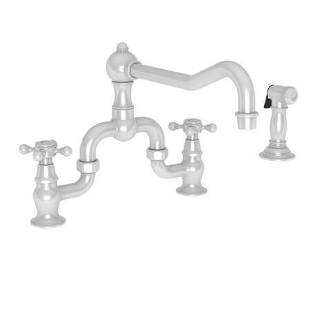 Newport Brass Kitchen Bridge Faucet With Side Spray in White 9452-1/50
